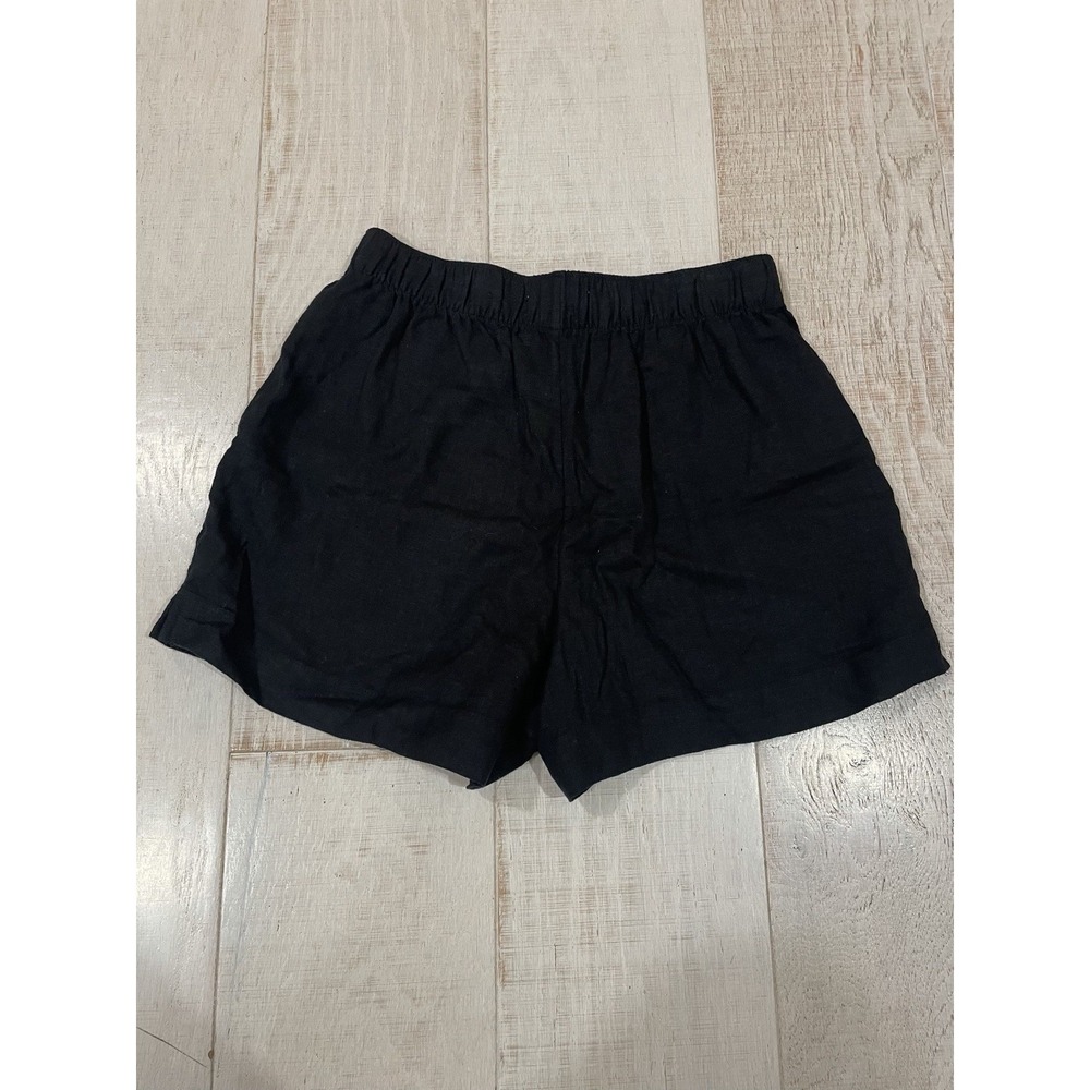 Abercrombie & Fitch Shorts Womens Small Black Linen Blend Pleated Chino Comfort